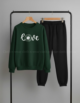 Dark green sweatshirt love print with black trouser (track suit)
